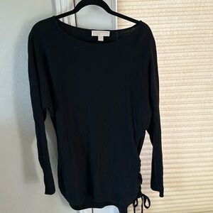Michael Kors Long Black Cotton Sweater w/Side Tie Detal L